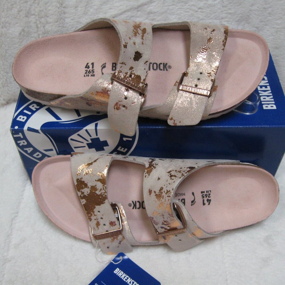 Birkenstock ARIZONA Vintage Metallic Rose Copper Suede 41 N US W10 M 8